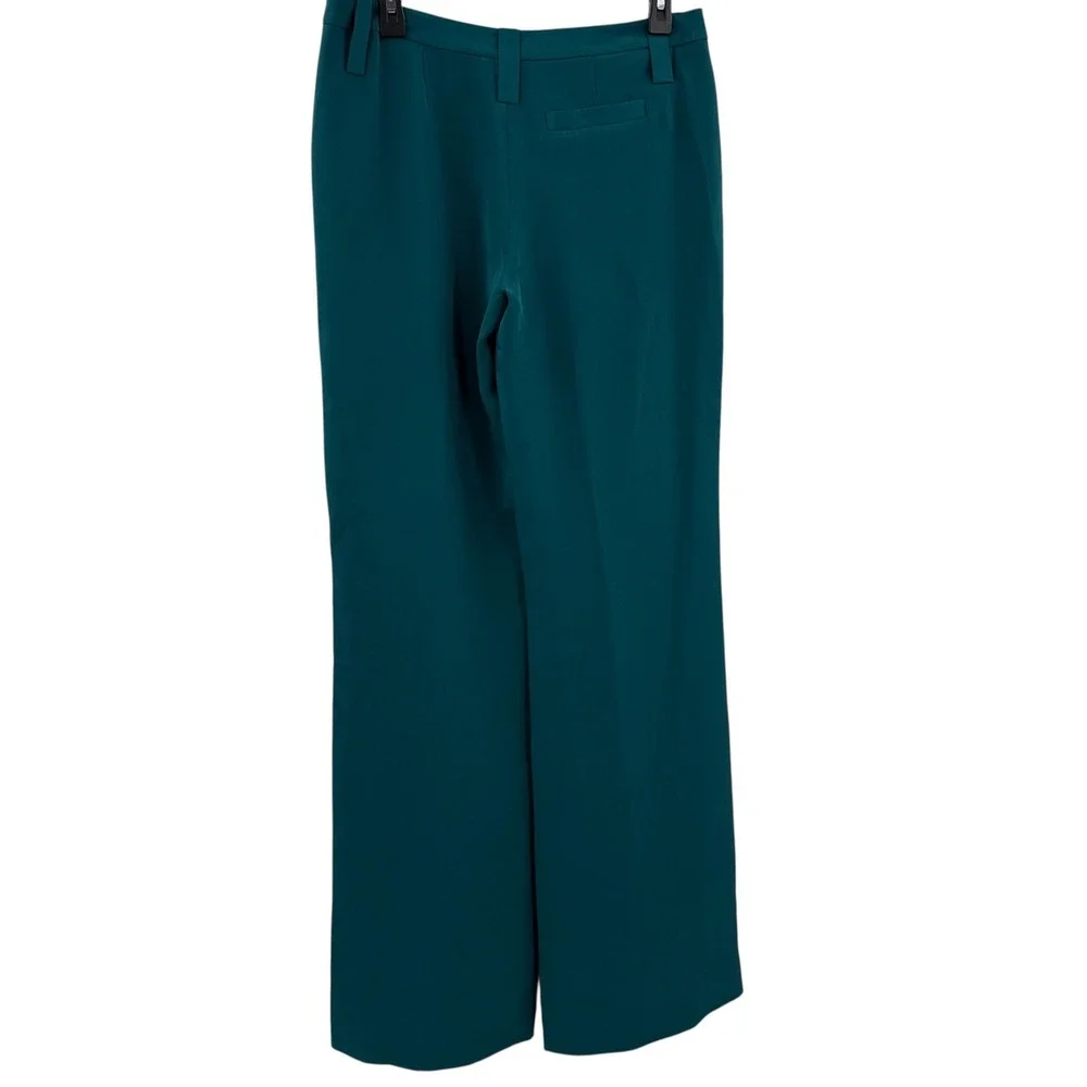 Paige Black Label Silk Wide Leg Trousers Gem Teal Green Career Pants Size 6‎ - Picture 2 of 7